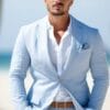 Summer Linen Suits Linen Wools Blend Luxury Fabric - Image 3