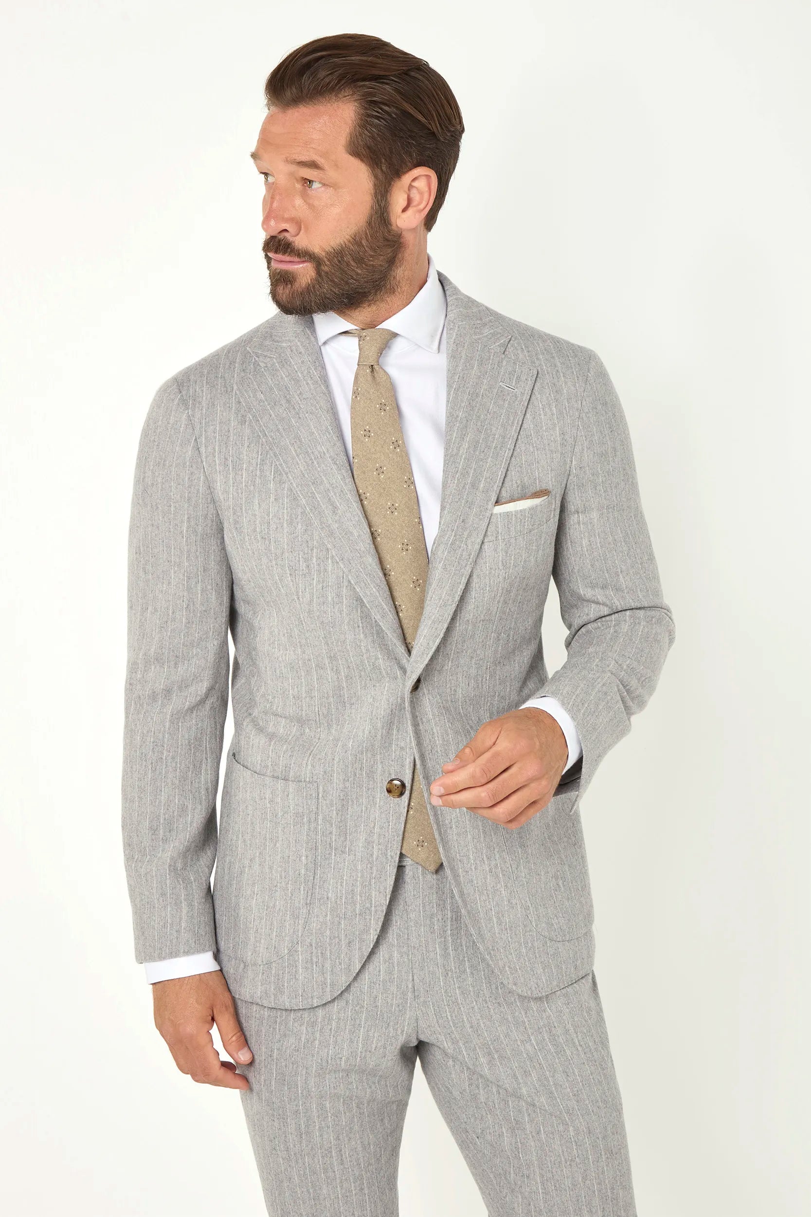 Light Gray Striped Suits