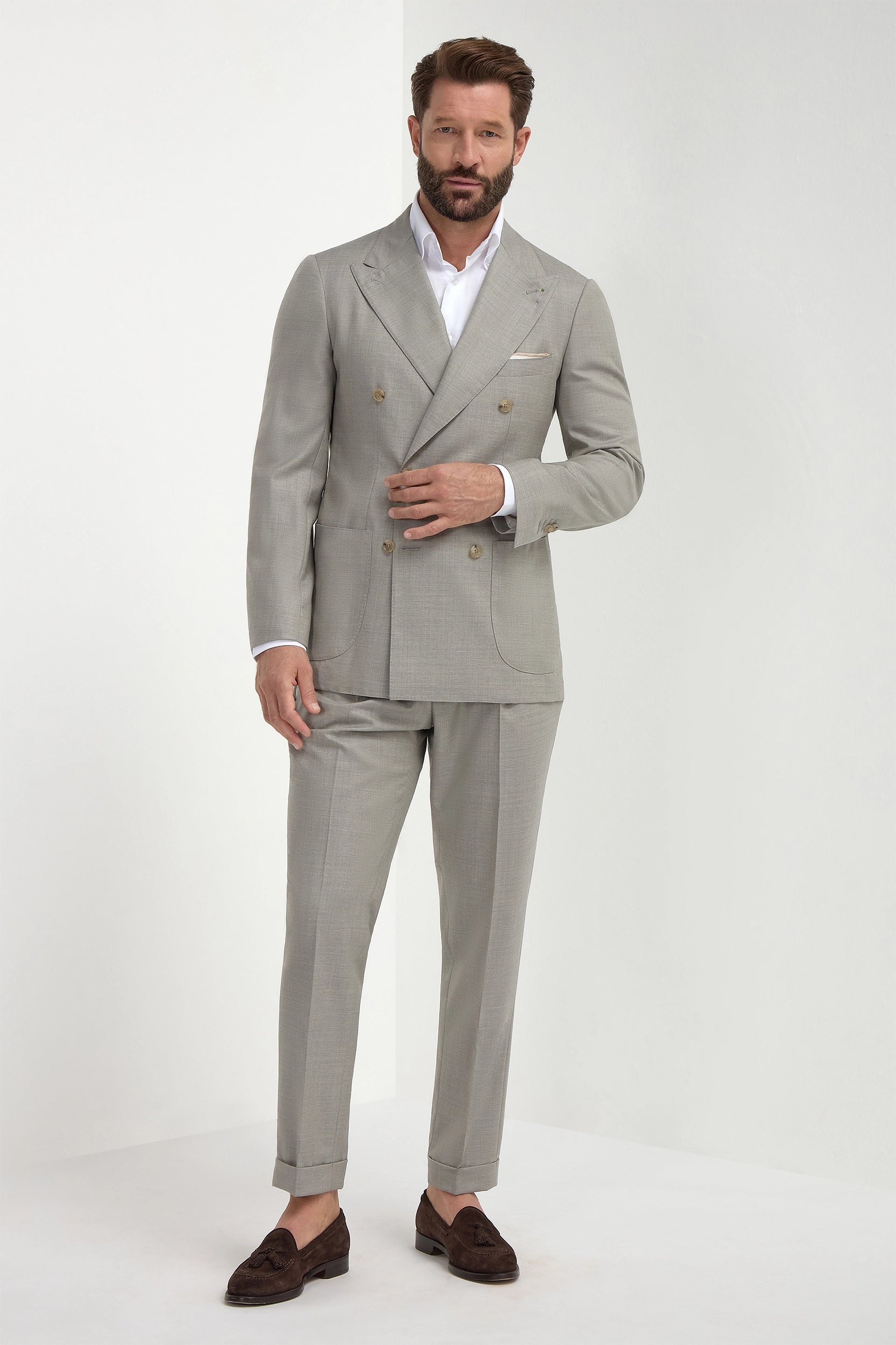 Double Breasted Suit Light Gray - Image 3