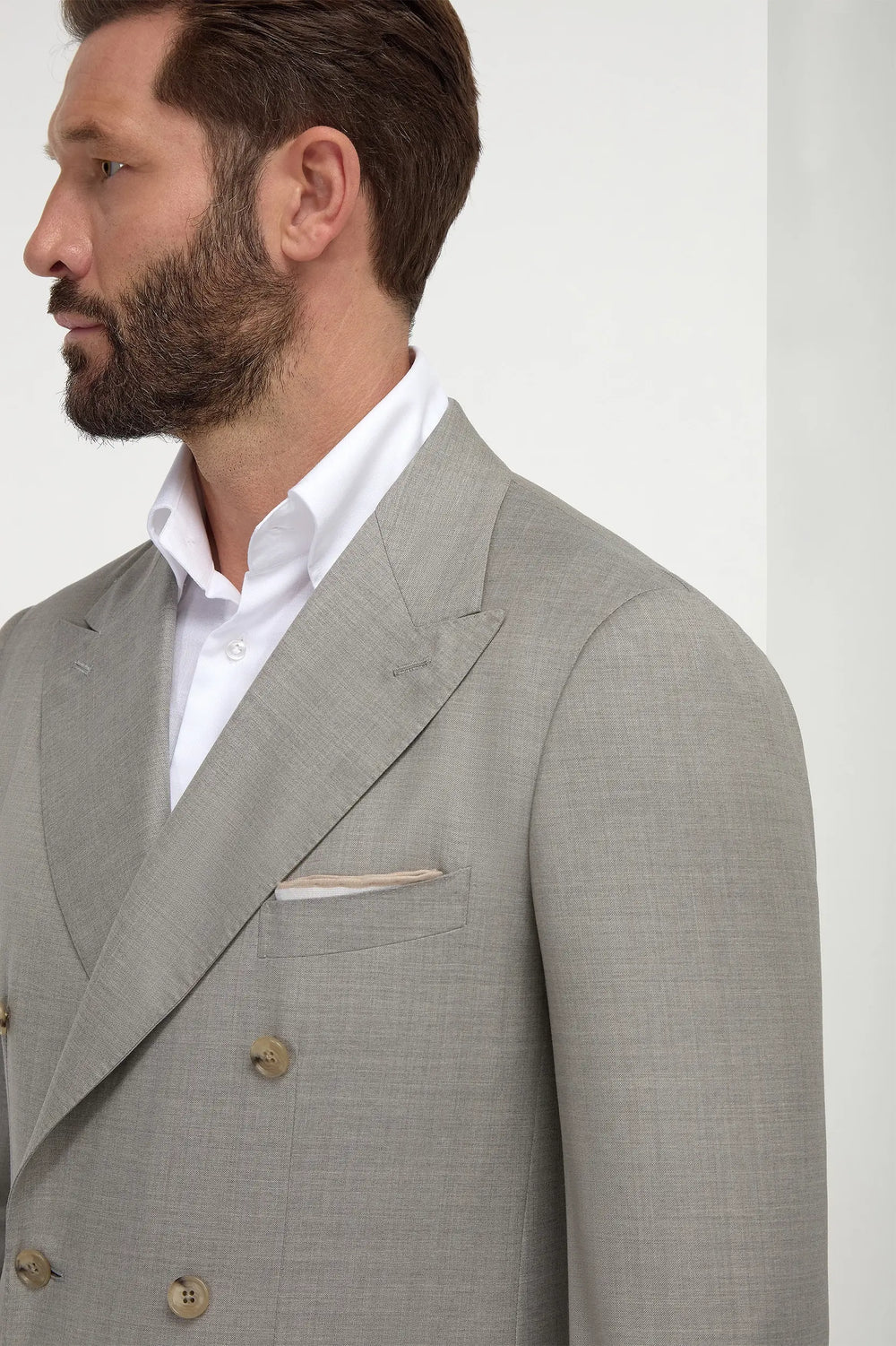 Double Breasted Suit Light Gray - Image 4